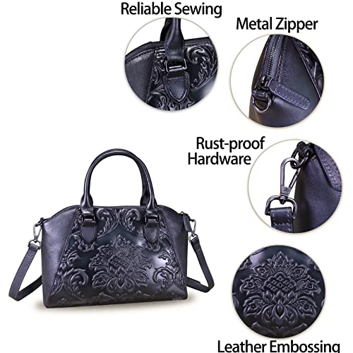 Bolso de cuero genuino vintage para mujer con asa superior miniatura 6