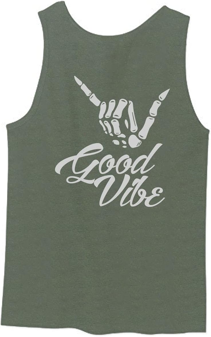 0153. Good Vibe Society Bones Hand Shaka Cool Vintage Graphic Men's Tank Top