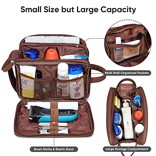 Baleine Toiletry Bag For Men, Large Travel Toiletries Bags With Water-Resistance Compartment, Pu Leather Dopp Kit (Medium, Brown) #TOP4