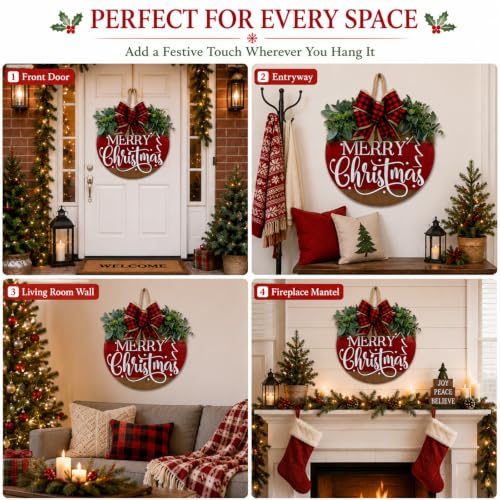 Image of Merry Christmas Wreaths for Front Door Wreath Outdoor Window Decorations