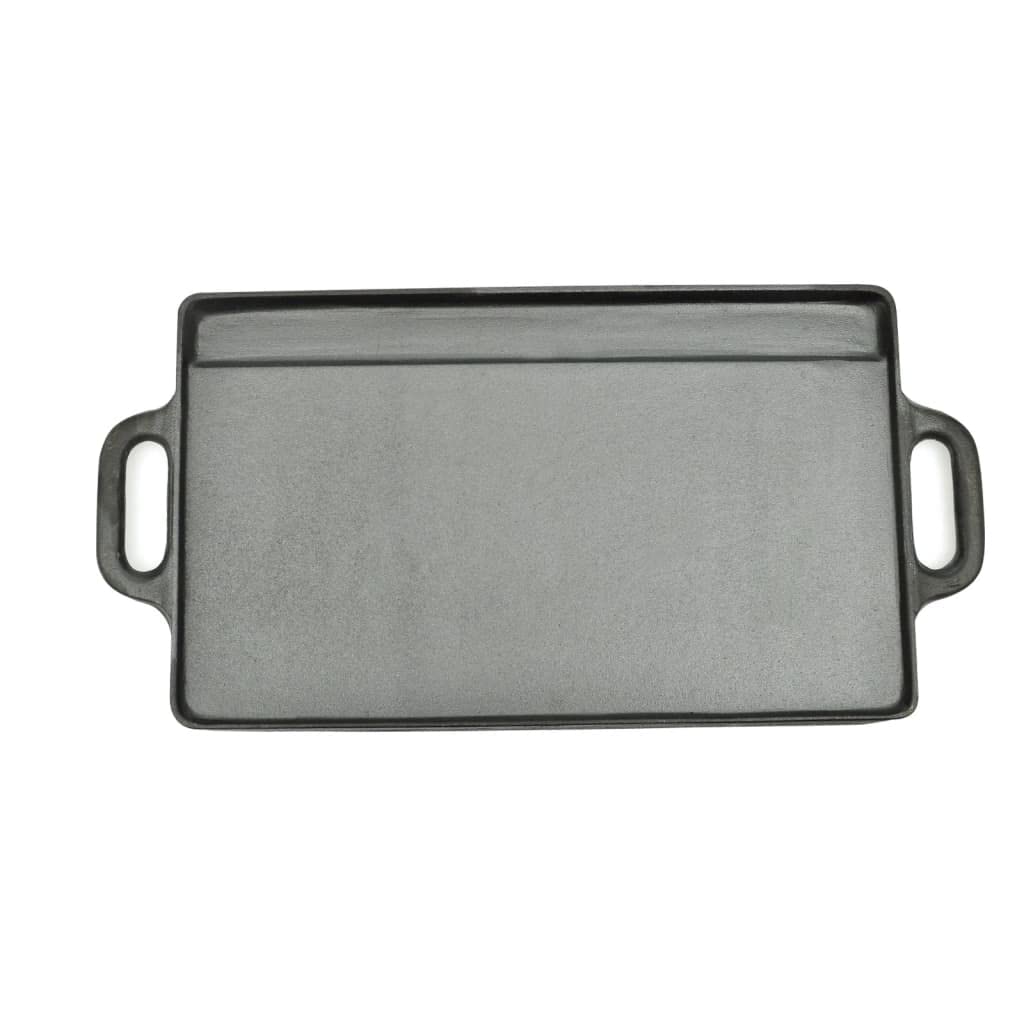 Żeliwna płyta grillowa, 50 x 23 cm, dwustronna płyta do grilla i piekarnika, obustronna strona z gładką i żebrowaną stroną, akcesoria do grillowania mięsa i warzyw