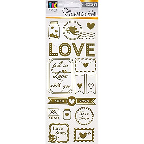 Adesivo Foil Detalhes De Amor, Toke E Crie Ad1839, Dourado