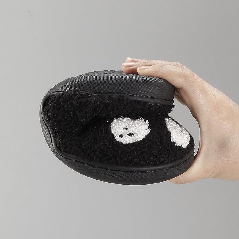 Ghost Black Fuzzy Slippers Women Halloween Slippers Indoor Bedroom Winter House Slippers Soft Plush Fluffy Slippers4