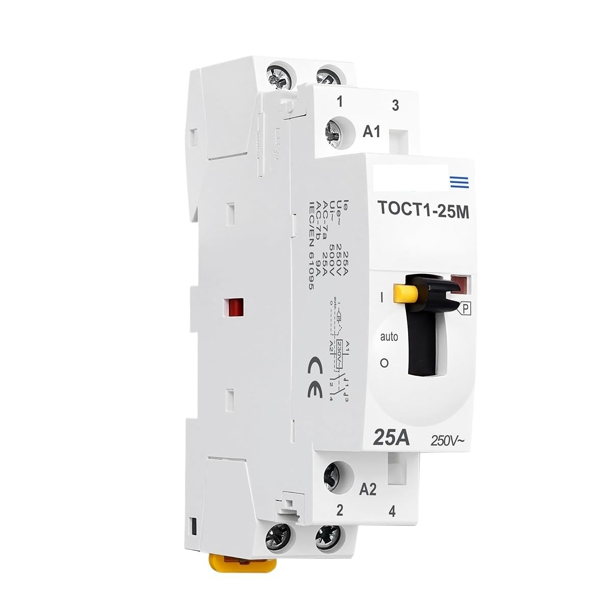 LATEAU 2P 25A 220V/230V 50/60HZ Din Rail Household Ac Modular Contactor With Manual Control Switch 2NO Or 1NO 1NC Or 2NC(1NO 1NC)