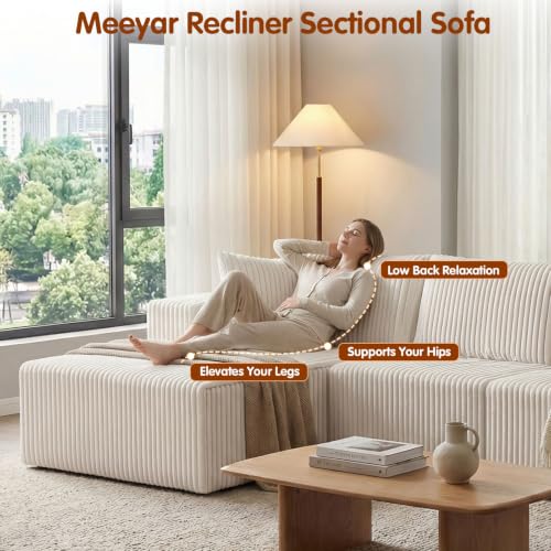 Image of 110 inch Cloud Modular Sectional Sofa with L-Shaped Chaise, Deep Seat Fluffy Boneless Couch, No Assembly Required for Living Room and Bedroom,Beige