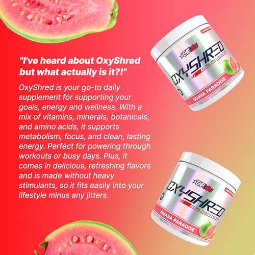 Image of EHP Labs OxyShred Pre Workout Powder & Shredding Supplement - Preworkout Powder with L Glutamine & Acetyl L Carnitine, Energy Boost Drink - Guava Paradise, 60 Servings