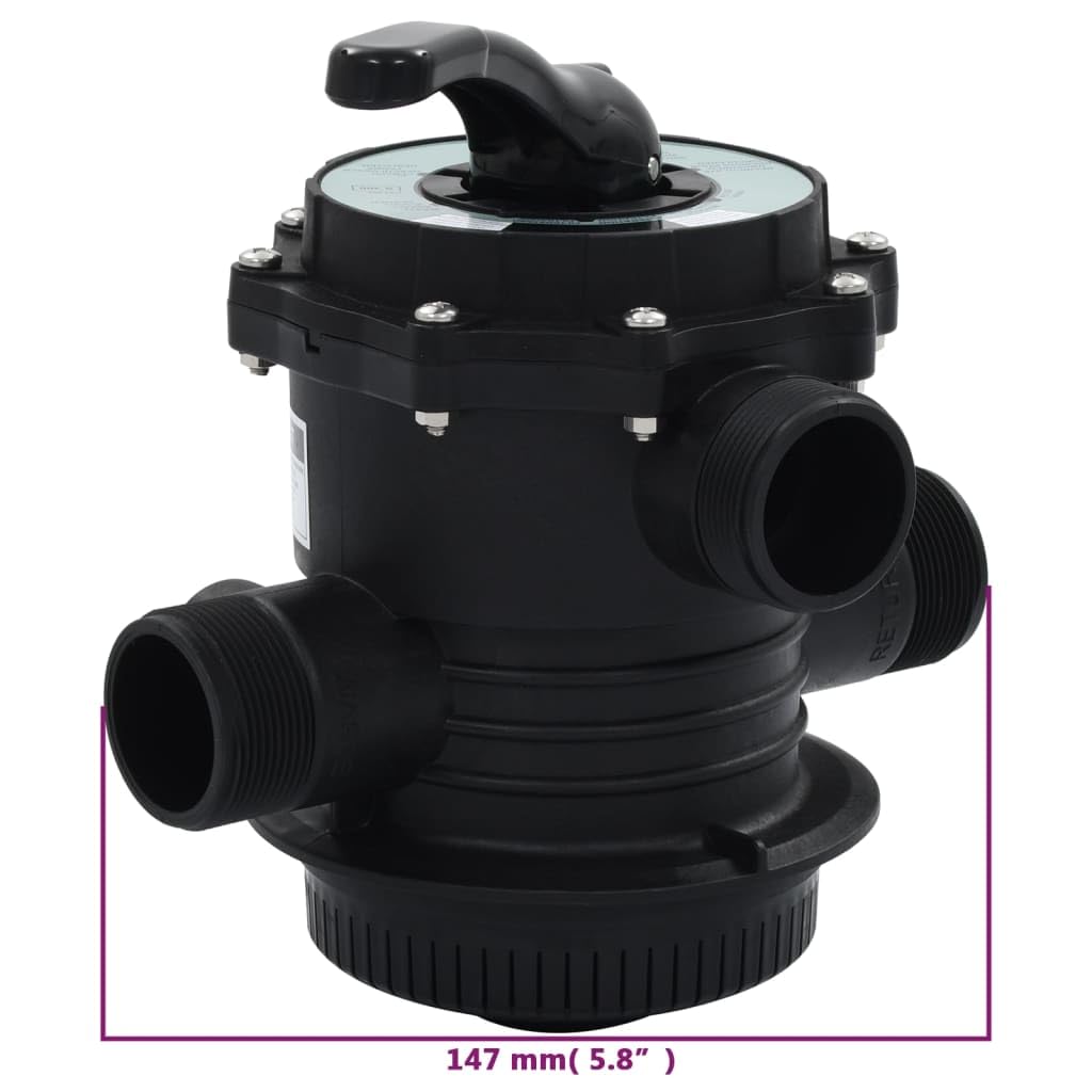 vidaXL Válvula de filtro de arena reutilizable de 1,5 pulgadas ABS 6 Vías con montaje alto válvula piscina 6 funciones