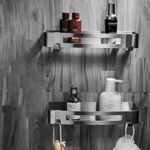 Étagère de douche inox rangement salle de bain sans perçage or - 8