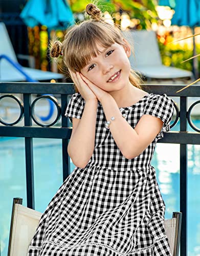 KYMIDY Girls Casual Dress Short Sleeve Buffalo Check Red White Plaid Dresses for Kids 2-8 Years4