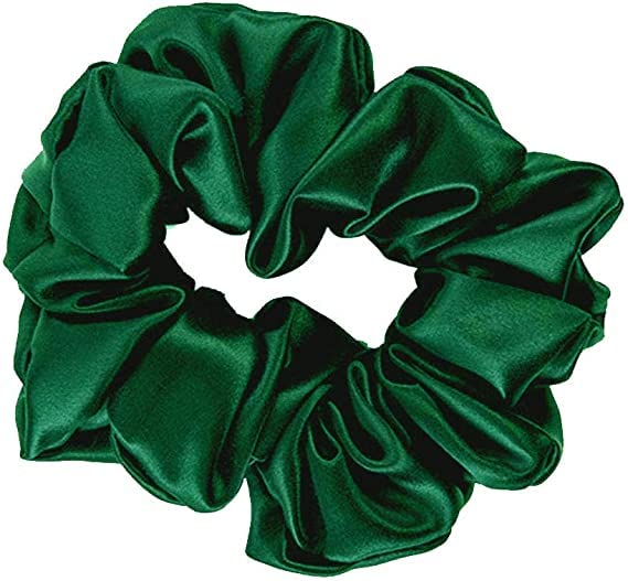 THXSILKHair Silk Scrunchie for Women, Emerald Green, 1 x Silk Scrunchy, Free Size For All, Natural Materials, Occasions, Fashionable Cute Ring Ties Scrunchies, Suitable for Thick HairOEKO-TEX STANDARD 100