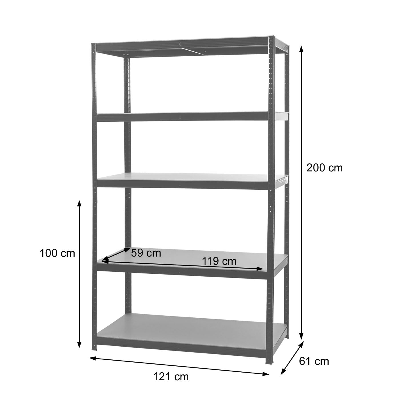 Scaffale Officina Ufficio Garage HWC-E33 XL Metallo MDF 5X Ripiani Colore zincato