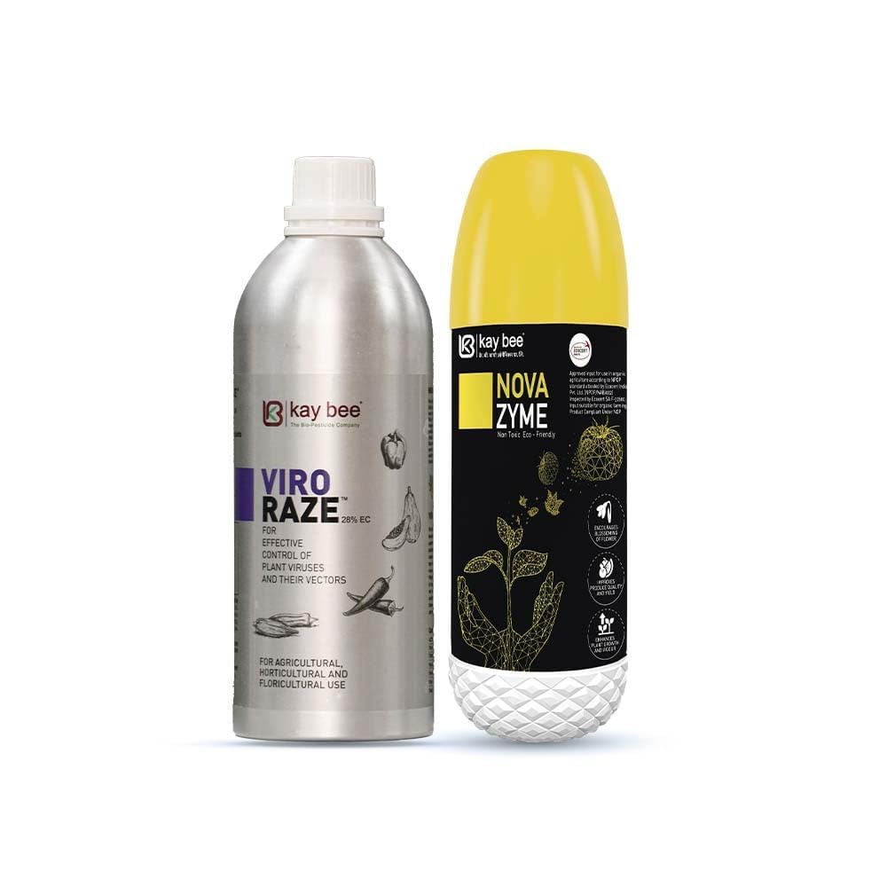 Kay Bee Viro Raze 500 ML & Nova Zyme 500 ML Best Bio Viricide for Chili, Tomato, Papaya & Other Plants | Organic Virus Control Solution for Crops | Safe & Effective Plant Protector-image-33