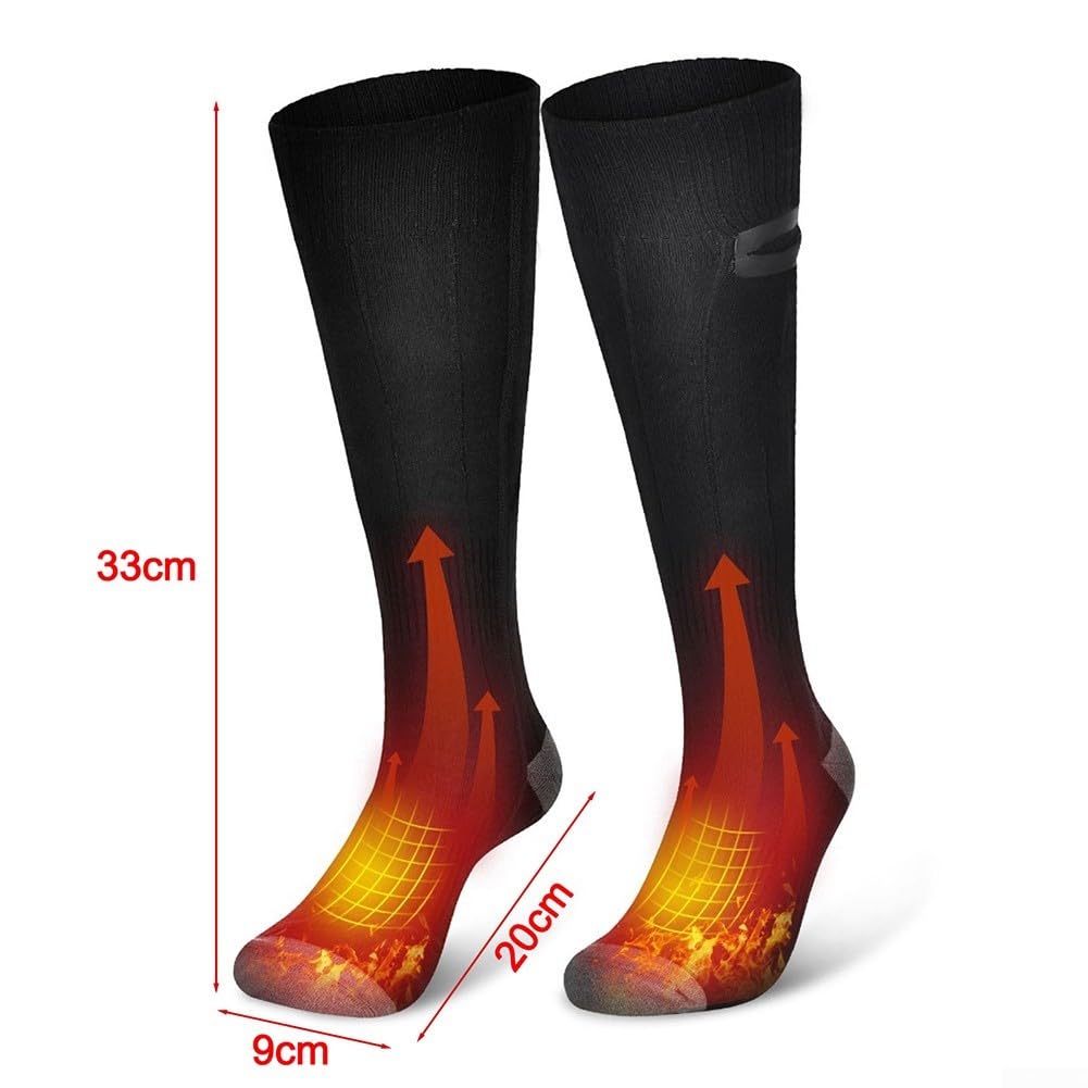 Chaussettes chauffantes rechargeables pour homme et femme, chauffe-pieds électriques 5000 mAh avec chaleur réglable, lavables en machine, chaussettes thermiques pour temps froid (L)