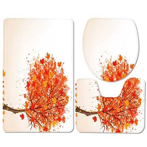 Badematten Set 3 teilig,Toilettenmatte Set,3er Badgarnitur Badezimmer Matte Set Dusch Bade Matte Vorleger Teppich 3D…