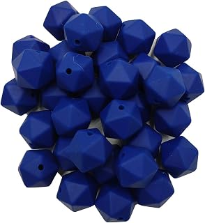 Sapphire Color Silicone Polyhedron Beads 14mm Silicone Geometry Icosahedron Beads for Mom Jewelry Necklace Making