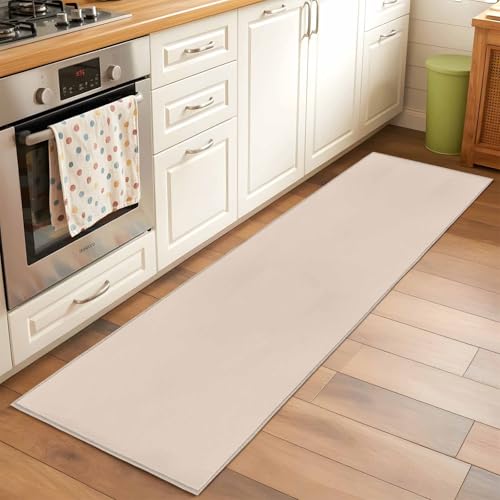 Beige Runner Rug 2x6 FT, Modern Minimalism Pure Color Hallway