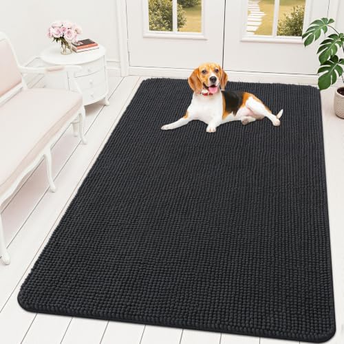 Image of OLANLY Dog Door Mat for Muddy Paws 70x46, Absorbent Chenille Mud Doormat
