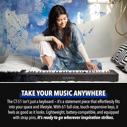Image of Casio Casiotone CT-S1- 61-Key Touch-Sensitive Retro Keyboard | Sleek, Portable Design for Beginners to Pros | Stereo Grand Piano + 60 AiX Tones | USB-MIDI Connectivity | White | 61 Full-Size Touch-Sensitive Keys, Aix Sound, USB-Midi, Built-in Stereo Speakers