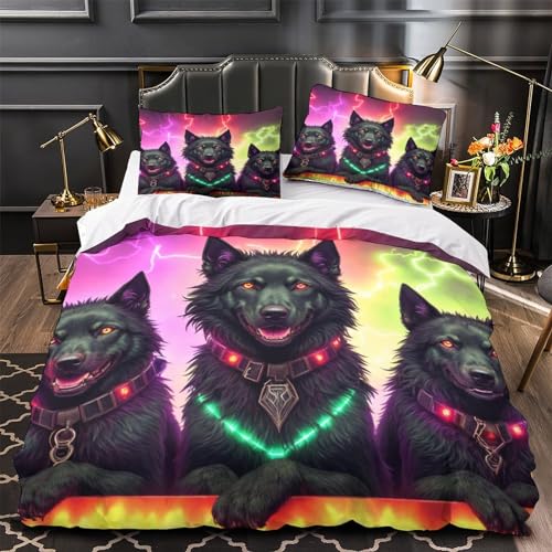 Funda nórdica de perro 3D con ropa de cama de 3 piezas y funda de almohada para cama 200x200 4