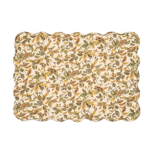 Image of Iris Yellow & Green Leaves Vintage Design 100% Cotton Placemats 13 inch x 19 inch