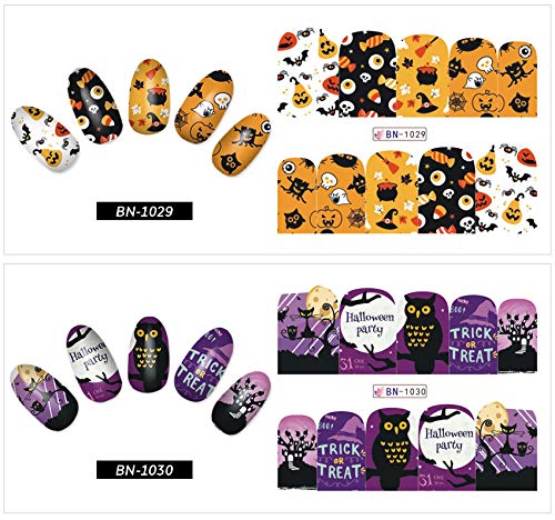 Alexnailart 12 Blätter Halloween Nagelaufkleber Nagel Tattoo Wasser transfer Abziehbilder Nail Art Zubehör Maniküre… – Bild 6