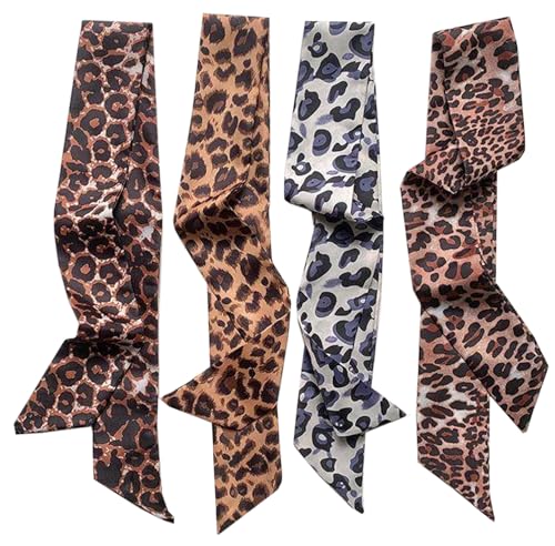 NIDMIDO 4 Pack Purse Scarf for Bags Silk Head Scarf for Hair Handbag Women Scarfs Ribbon Band Hair Neck Scarves Fashion Gifts