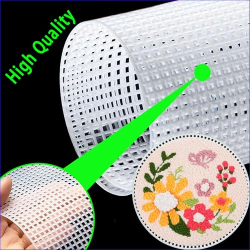 Image of 22 Pcs 7 Count Plastic Canvas Sheets, 2pcs (10.6 x 13.8) Inches + 20pcs Circle 4.6 Inch Plastic Mesh, Ideal for Embroidery, Acrylic Yarn Crafting, Knit Crochet Projects