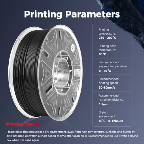 Image of Creality Hyper PA6-CF Carbon Fiber Nylon Filament 1.75mm 1KG, 3D Printing Material Halloween Gifts with Engineering-Grade Strength, Heat Resistant, Low Warp for Functional Prototypes&Industrial Parts