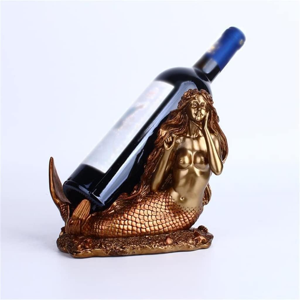 Wine Rack Countertop, Mermaid Wine Bottle Rack for countertop Tabletop Figurine Kitchen Decoration Wine Rack (D