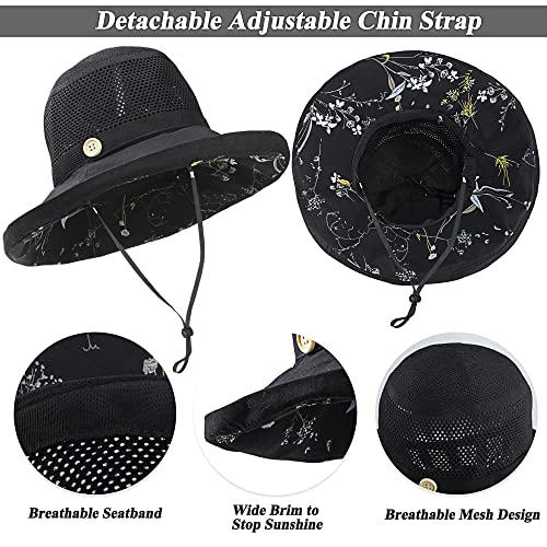 Sombrero de verano ancho para mujer con protección UV miniatura 3