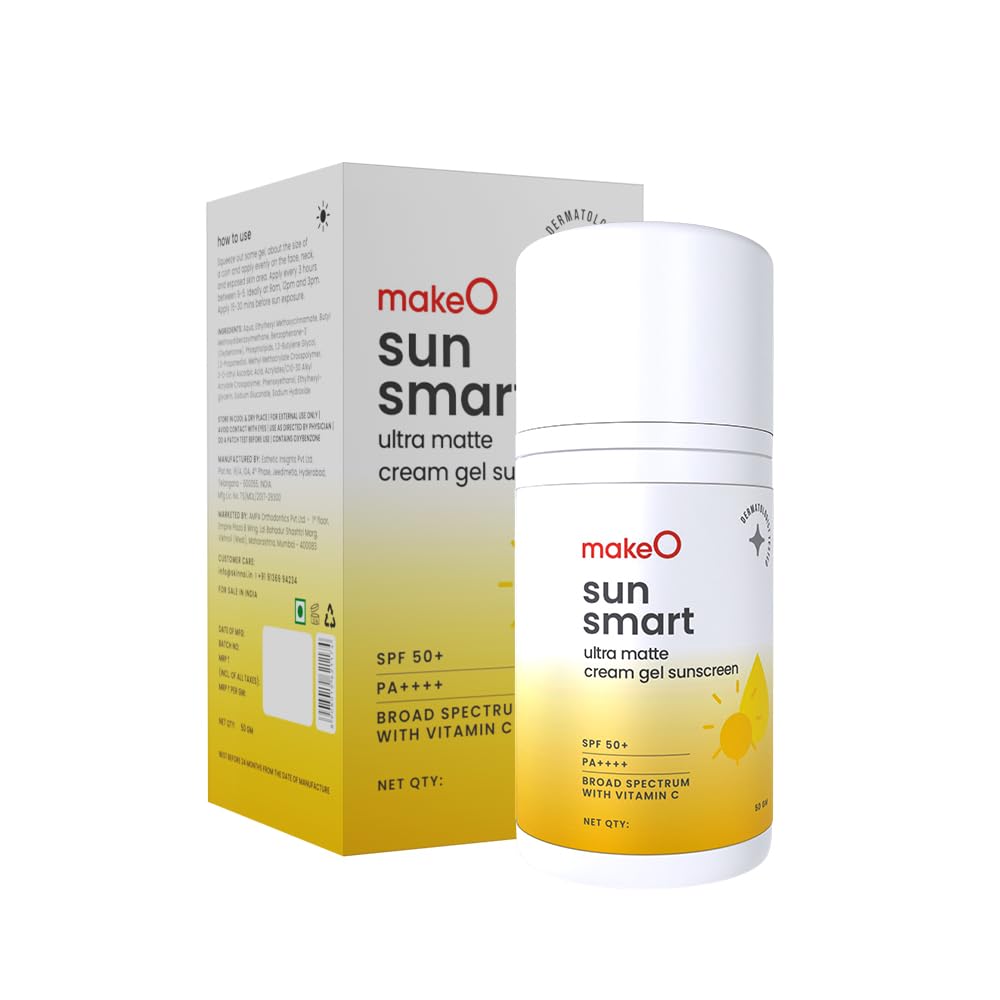 Sun Smart Broad Spectrum Sunscreen SPF 50+ | PA ++++ & Vitamin C I 50 gm I Prevents Tanning | Light Weight Matte Cream Gel I Prevents Premature Skin Aging | Skin care Products for Women & Men
