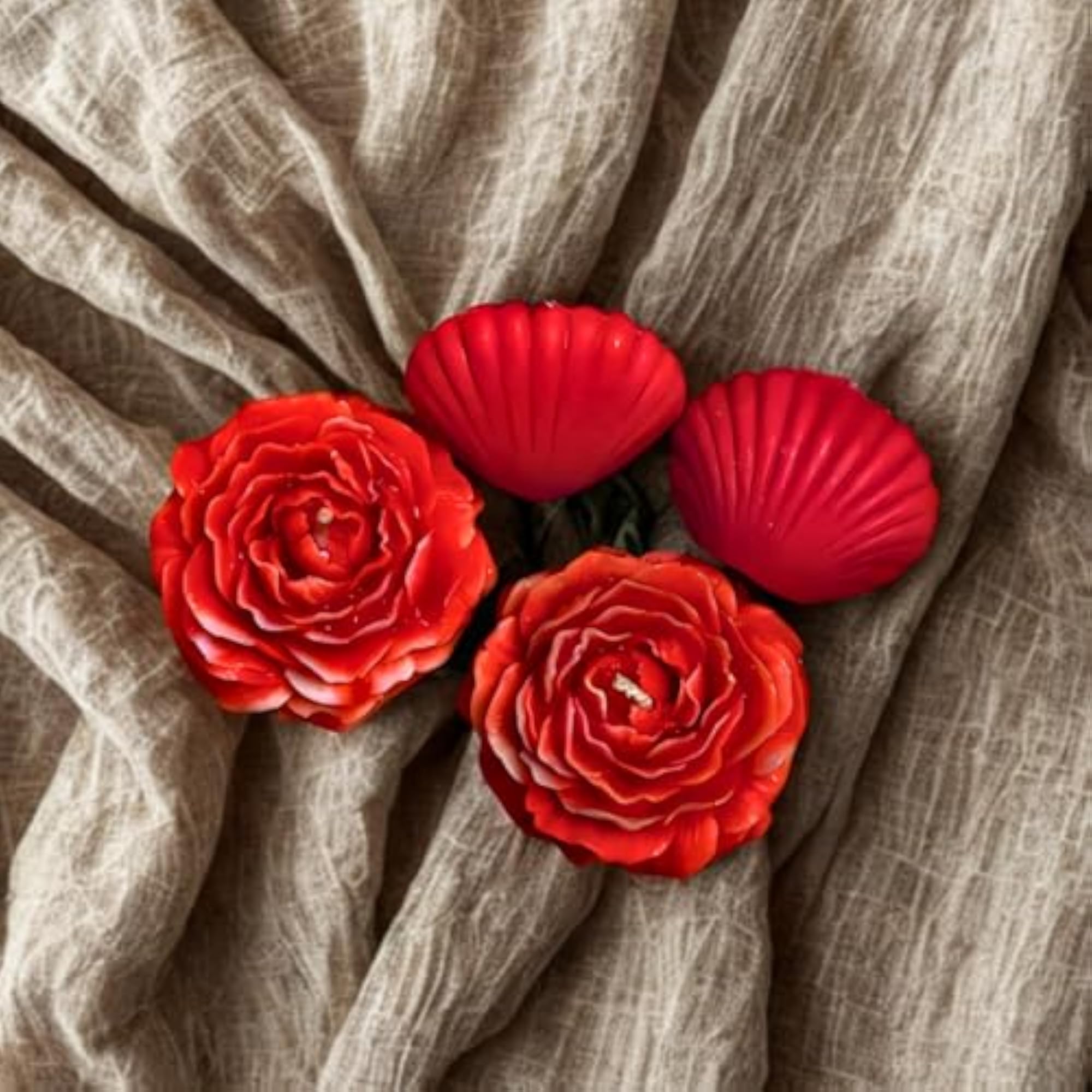 Aegean Red Peony Shell Combo Candle, Decorative Gift
