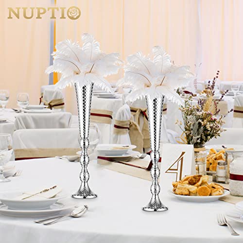 Vase centre de table argenté de 61 cm au style raffiné