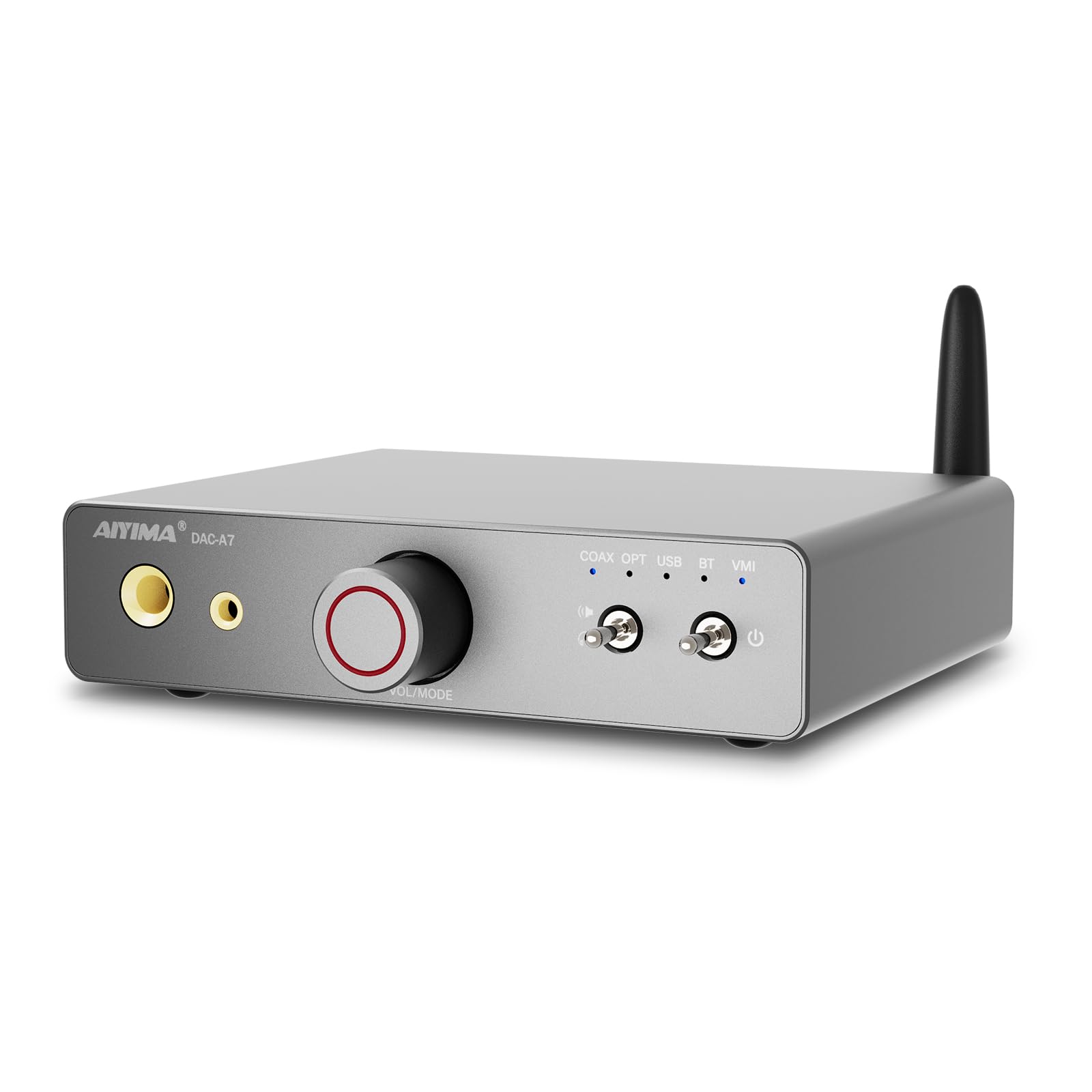 AIYIMA DAC A7 Bluetooth 5.4 Dekodierender Kopfhörerverstärker HiFi 3,5 mm + 6,35 mm Dual-Kopfhörerausgang, mit ES9038Q2M DAC 24 Bit 192 kHz Unterstützt USB-/optischen/koaxialen/Bluetooth-Eingang