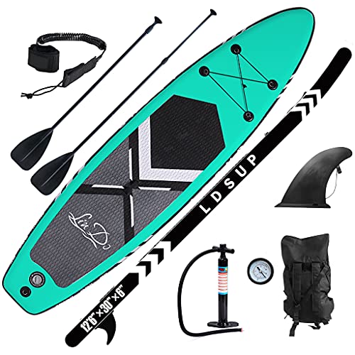 Lucear Paddle Board Inflatable Paddle Board SUP Stand-up Paddle Board Accessories Backpack Paddle Leash Pump Non-Slip Deck (zhiwenlv1)