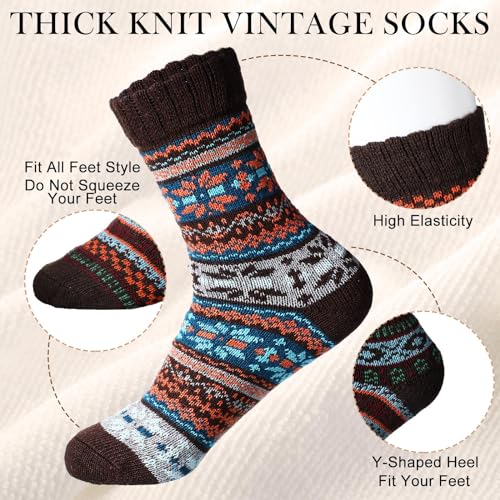 Vabean 30 Pairs Women's Wool Socks Thick Women Vintage Warm Comfortable Socks for Festival Gifts2