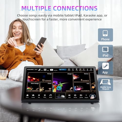 Image of InAndOn Karaoke Machine for Adults: Karaoke Players with 15.6 inch Touchscreen | All-in-one Karaoke Machine Built-in Mixer, 2 Wireless Mics, YouTube Integration, Professional Karaoke System for Party