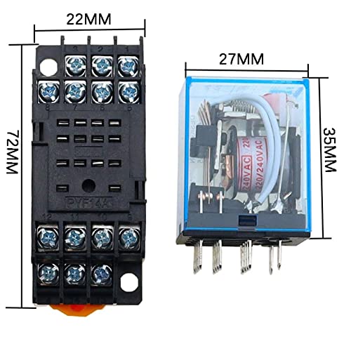 Mini relé electromagnético micro electrónico 4DPDT 110V con base PYF14A de 14 pines 2