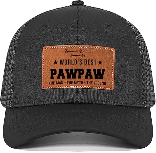 Image of Men's Hat Gifts - Men Cap Gifts for Christmas Father's Day Birthday Trucker Hat Leather Pattern Baseball Cap