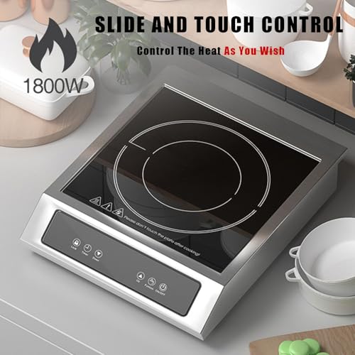 Piano cottura a induzione commerciale con controllo scorrevole e touch, blocco di sicurezza e timer di 4 ore per cucinare professionale