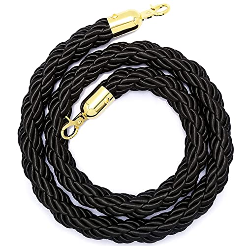 Corde de séparation de file d'attente tressée noire haute résistance avec mousqueton