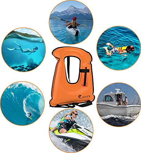 SOLY Inflatable Snorkel Vest Adult, Snorkeling Vest Adjustable Light Snorkeling Jackets for Diving Low Impact Water Sports Safety for 66-220 lbs(Orange Adult) - image 5