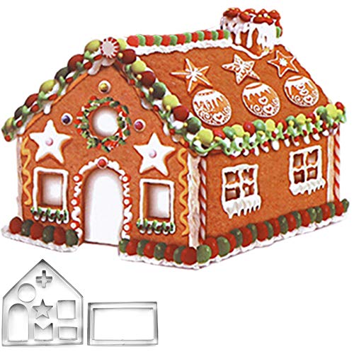 Ausstechformen/Edelstahl Ausstecher Set, Fondant Plätzchen Ausstecher, 10 Stück Weihnachten Lebkuchenhaus Keksausstecher Plätzchenausstecher für Back Küche Zubehör - Weihnachten Kindergeburtstag