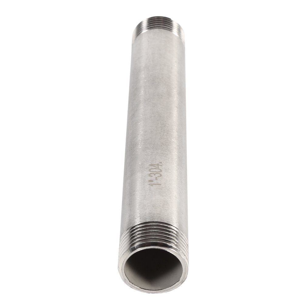 Tuyau de 2,5 cm avec filetage, tuyau d'eau en acier inoxydable 304, mâle x mâle, adaptateur à visser, 20 cm