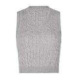 Sfit Damen Strickweste Ärmellos V-Ausschnitt Kariert Weste Top Sweater Preppy Style Pullover Teenager Mädchen Streetwear Für Herbst Und Frühling