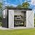DWVO 9' x 4' Outdoor Storage Shed with Windows, Lockable Double Doors, Sloped Roof, Heavy-Duty Steel Shed for Garden & Patio, Large Backyard Tool Organizer, Dark Gray