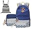 Canvas Dot Backpack Cute Lightweight Teen Girls Backpacks School Shoulder Bags Alando Backpack Set (Blue)