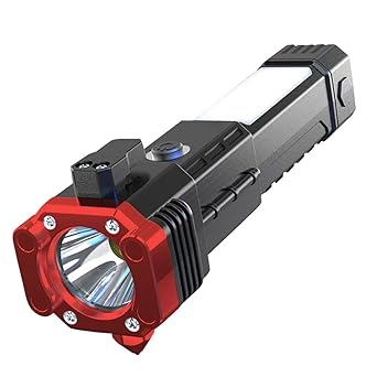 AARKRI SALES Portable LED Flashlight Multifunctional Work Light Power Bank Emergencies Safety Hammer Waterproof with Sidelight 4 Light Modes for Car Outdoor Camping Hiking Rechargeable Torch Lights