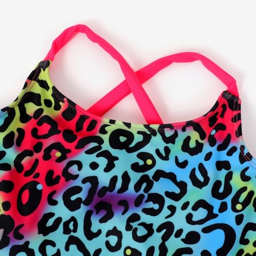 PATPAT Girls Swimsuit with Swim Shorts, 2 Piece Tankini Set Bathing Suits, Athletic Swimwear Beachwear 2-14 Years3