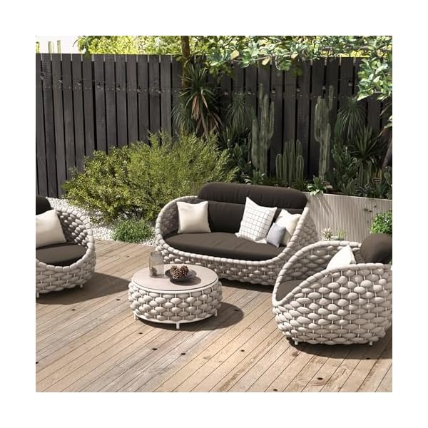 Homary Gartenlounge Set 4-teilig Aluminium & Seil